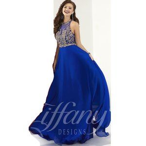 Tiffany Designs 16166 Royal Blue Prom Dress